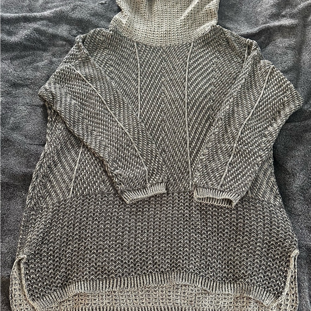 JEANNE PIERRE Two-Tone Knit Cowl Neck Sweater